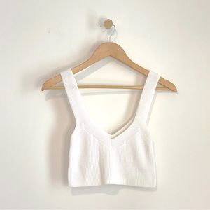Aritzia Wilfred White Knit Crop Top
